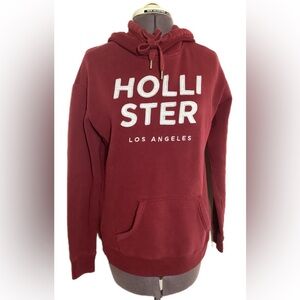 Hollister Y2K Spell Out Hoodie Maroon Size XS California Logo Preppy 2000s